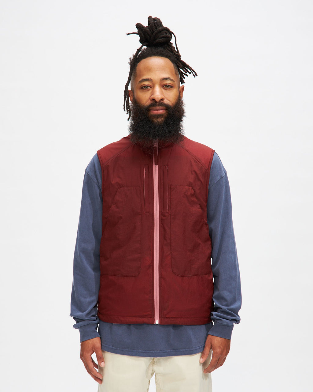 Reversible Safari Vest in Fired Brick/ Mesa Rose