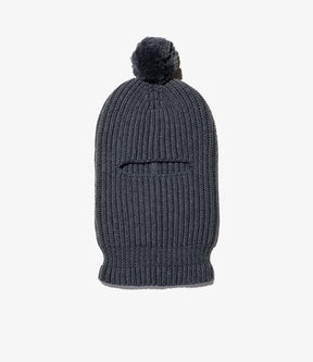 Face Beanie in Charcoal Wool Sweater Knit