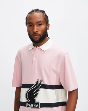 Winged Logo Polo Shirt in Pink/ Off White