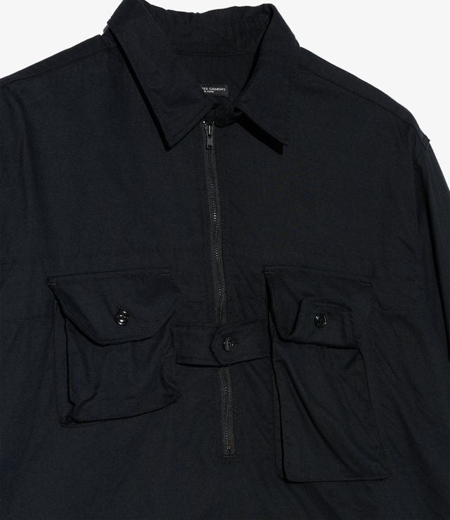 Binocular Shirt in Black Cotton Brushed Twill