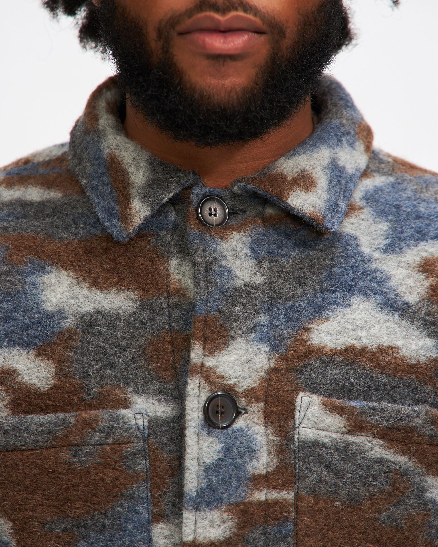 Lumber Jacket in Grey Wool Fleece