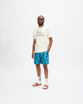 Aqua Weed Waves Swim Shorts in Greek Blue / Teal