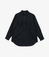 Binocular Shirt in Black Cotton Brushed Twill