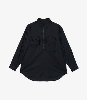 Binocular Shirt in Black Cotton Brushed Twill