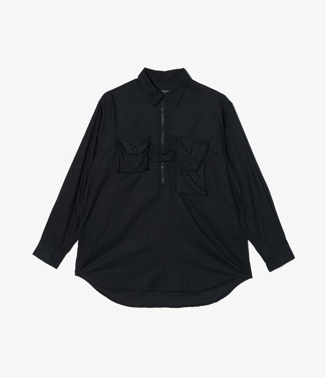 Binocular Shirt in Black Cotton Brushed Twill