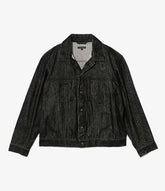 Type 5 Jean Jacket in Black Cotton Flocking Herringbone