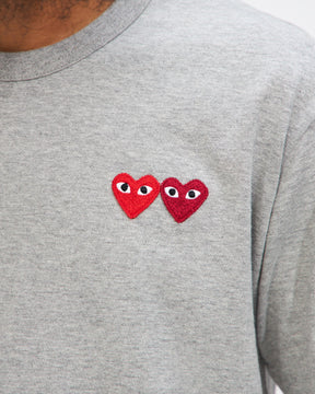 Double Heart T-Shirt in Grey