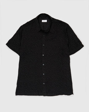 Bruce Leopard Jacquard Short Sleeve Shirt in Black