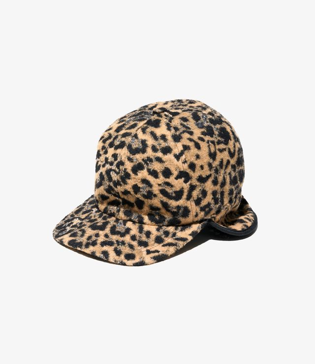 Hunting Cap in Brown Wool Poly Leopard Jq.