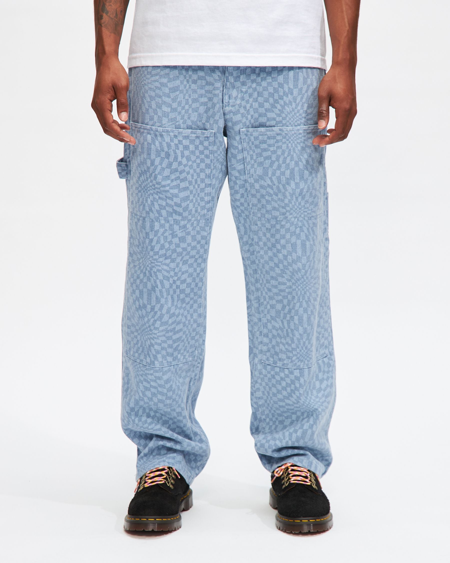 Washy Double Knee Work Pants in Blue