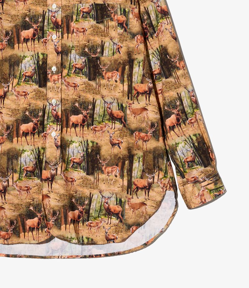 19 Century BD Shirt in Brown Cotton Deer Print