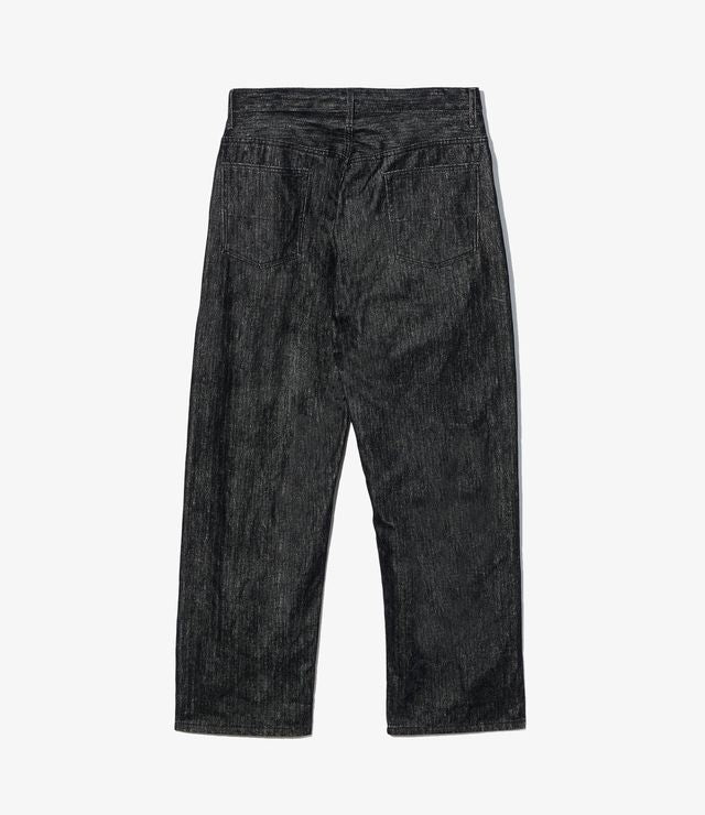RF Jeans in Black Cotton Flocking Herringbone