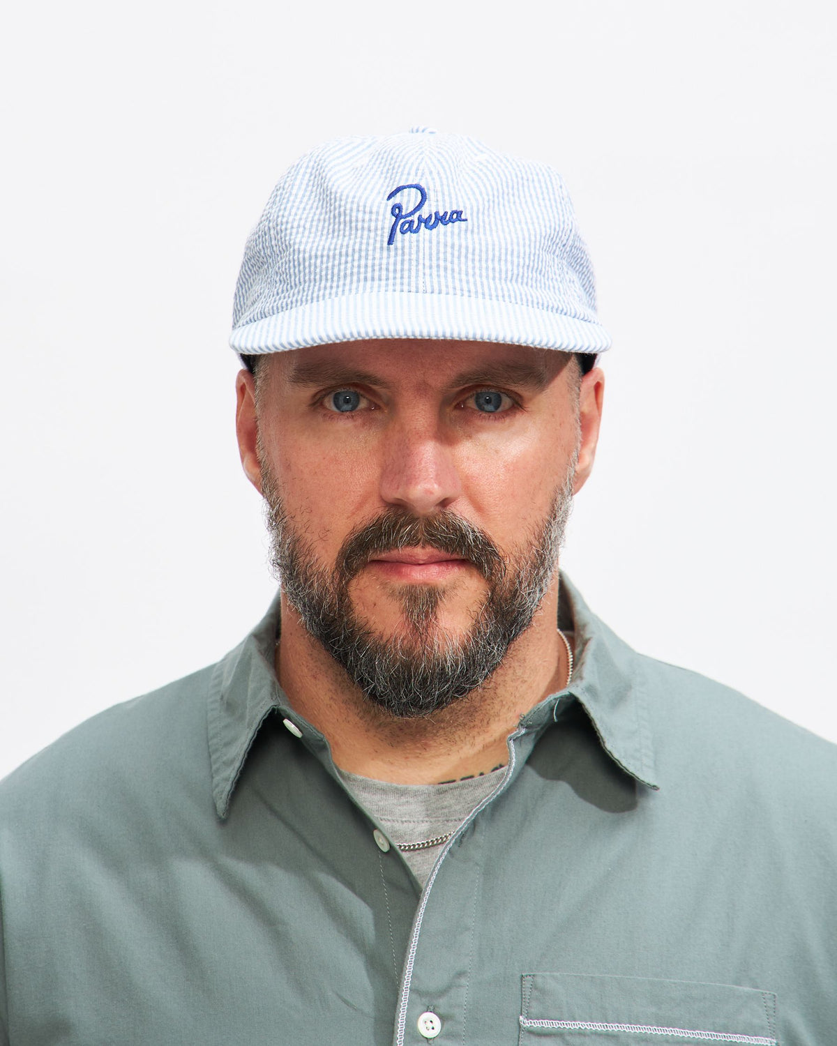 Classic Logo 6 Panel Hat in White Blue