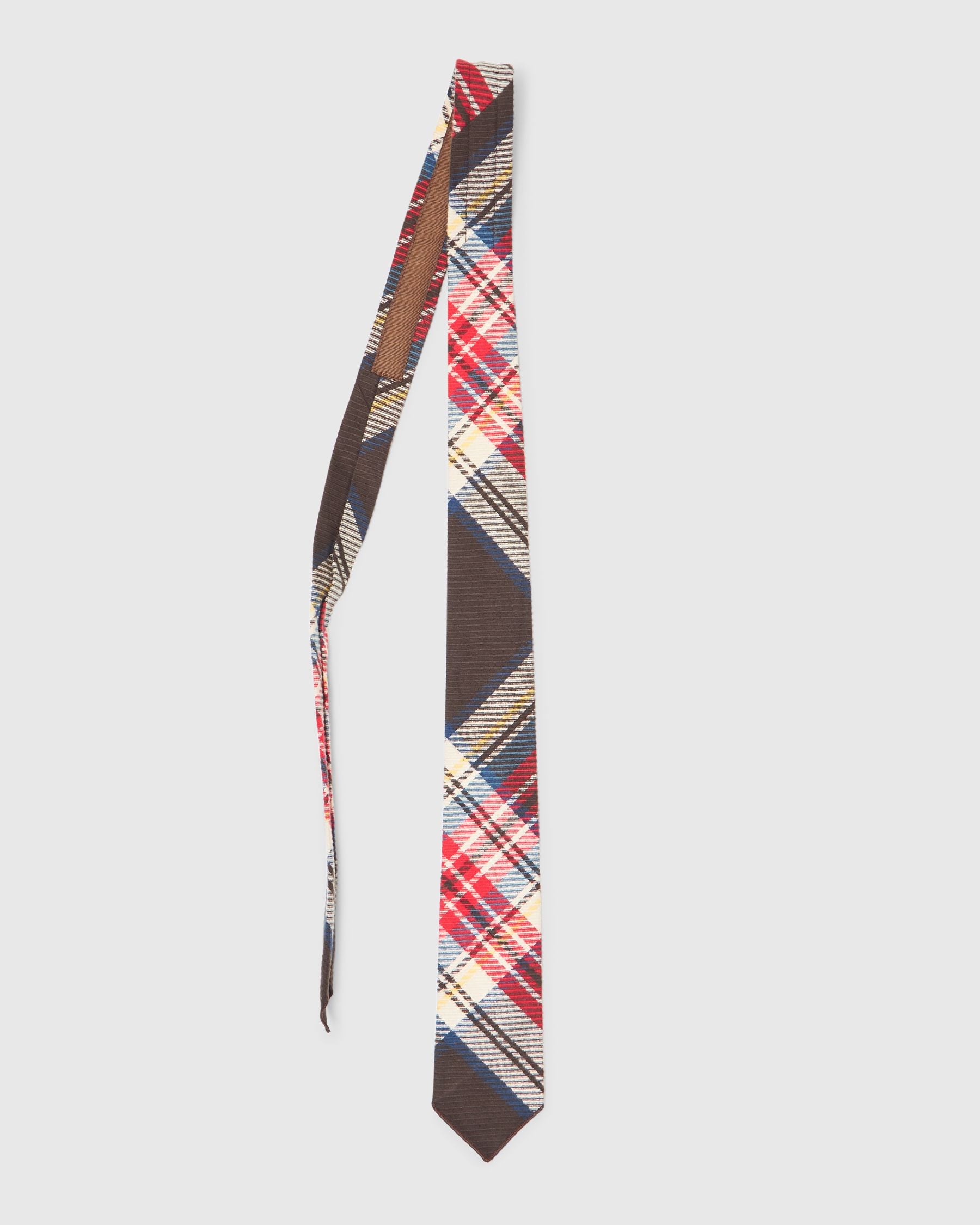 Neck Tie in Brown Cotton Heavy Twill Plaid