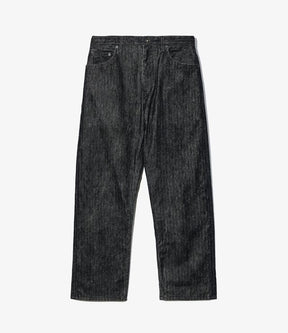 RF Jeans in Black Cotton Flocking Herringbone