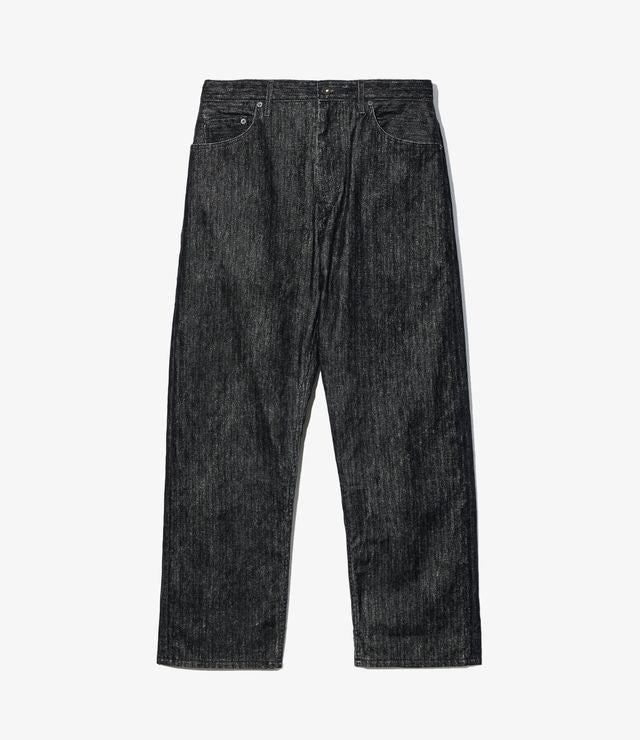 RF Jeans in Black Cotton Flocking Herringbone