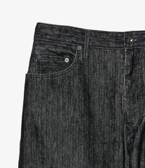 RF Jeans in Black Cotton Flocking Herringbone