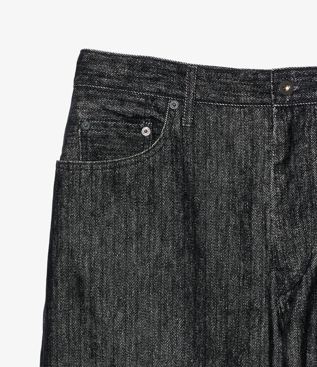 RF Jeans in Black Cotton Flocking Herringbone