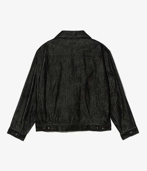 Type 5 Jean Jacket in Black Cotton Flocking Herringbone