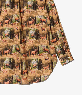 19 Century BD Shirt in Brown Cotton Deer Print
