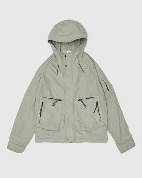 Flatt Nylon Hooded Jacket in Silver Sage