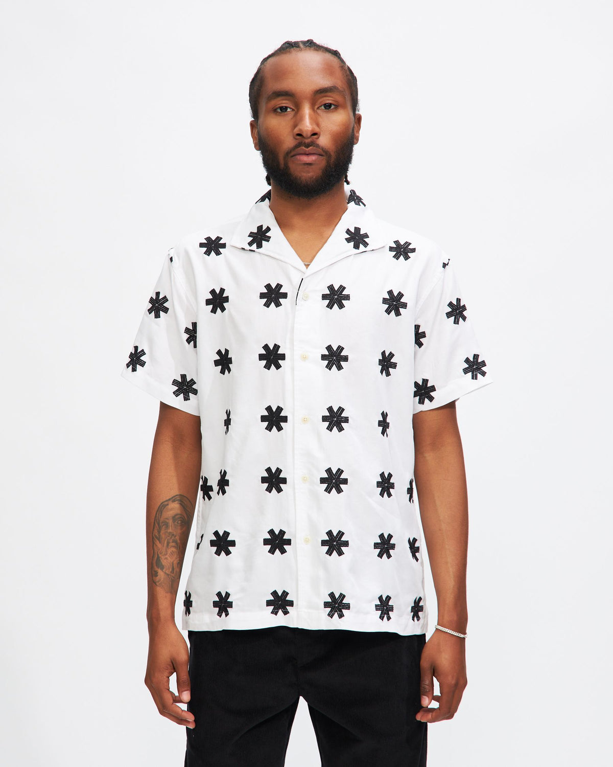 Leisure Shirt in White Embroidered Tencel