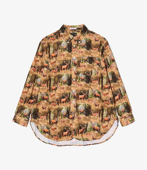 19 Century BD Shirt in Brown Cotton Deer Print