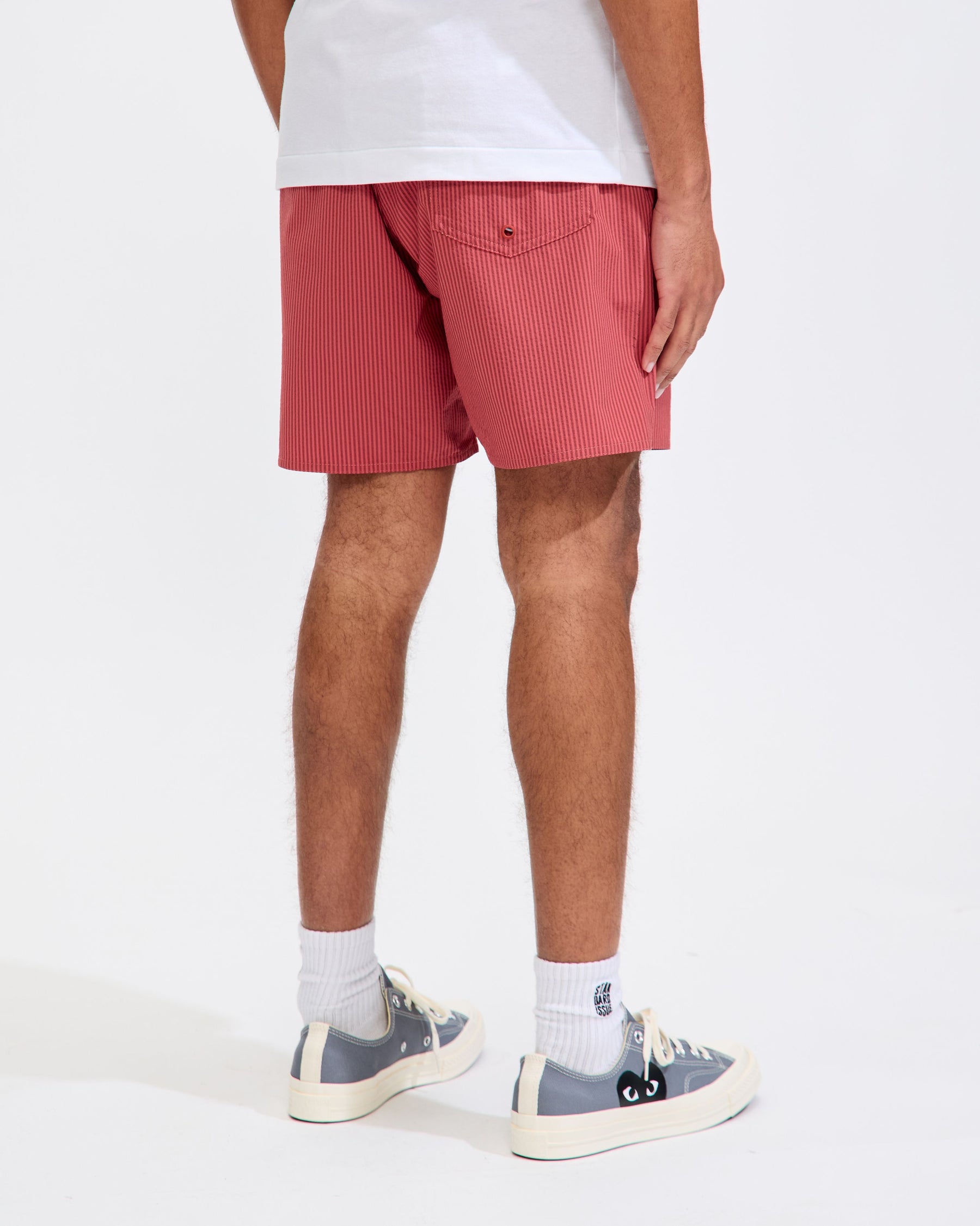 Timothy Seersucker Swim Short in Mineral Red