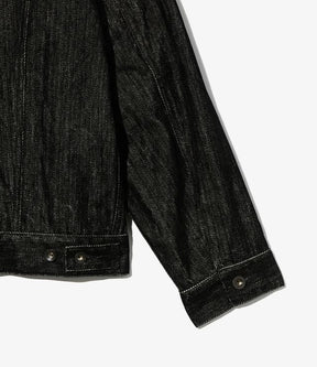 Type 5 Jean Jacket in Black Cotton Flocking Herringbone