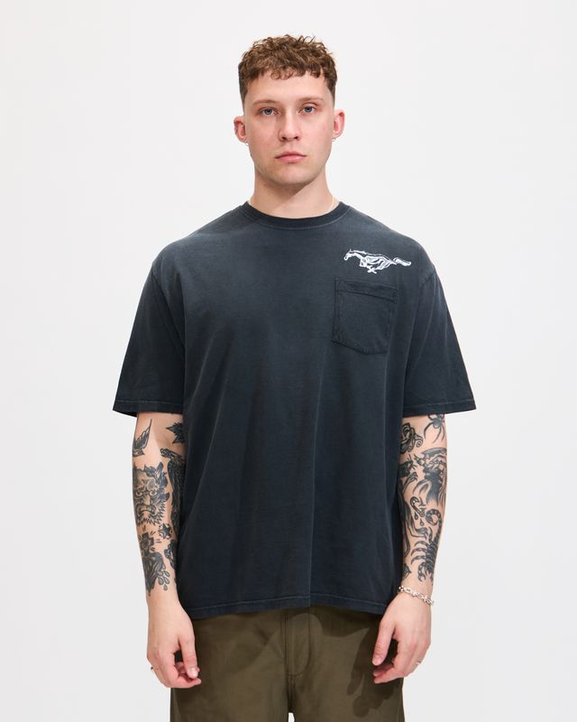 Mustang Cross Tee in Washed Black