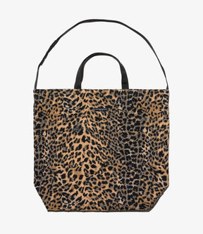 Carry All Tote in Brown Wool Poly Leopard Jacquard