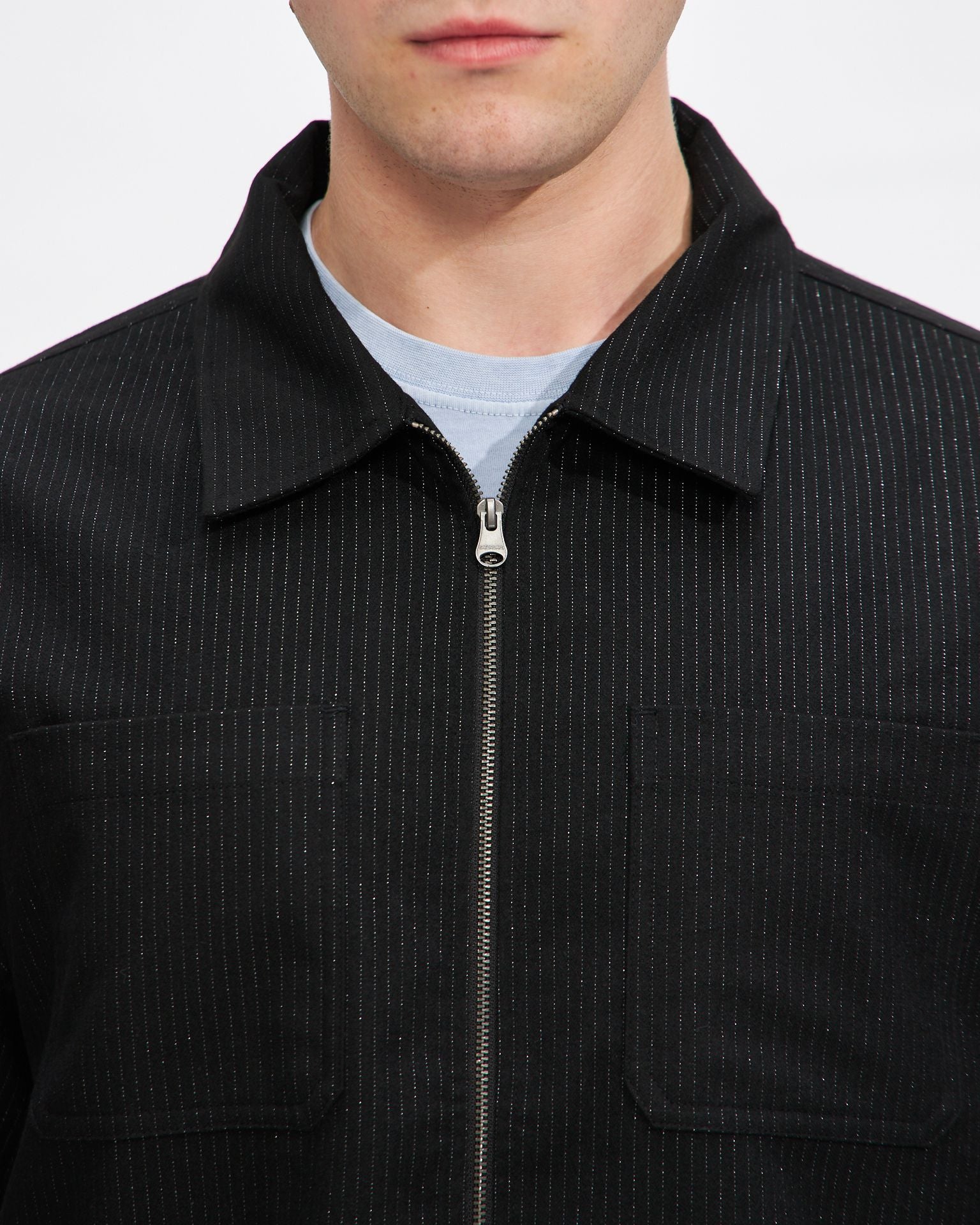 Flores Suiting Shirt Jacket in Black