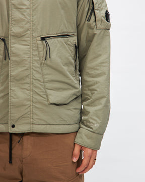 Flatt Nylon Hooded Jacket in Silver Sage