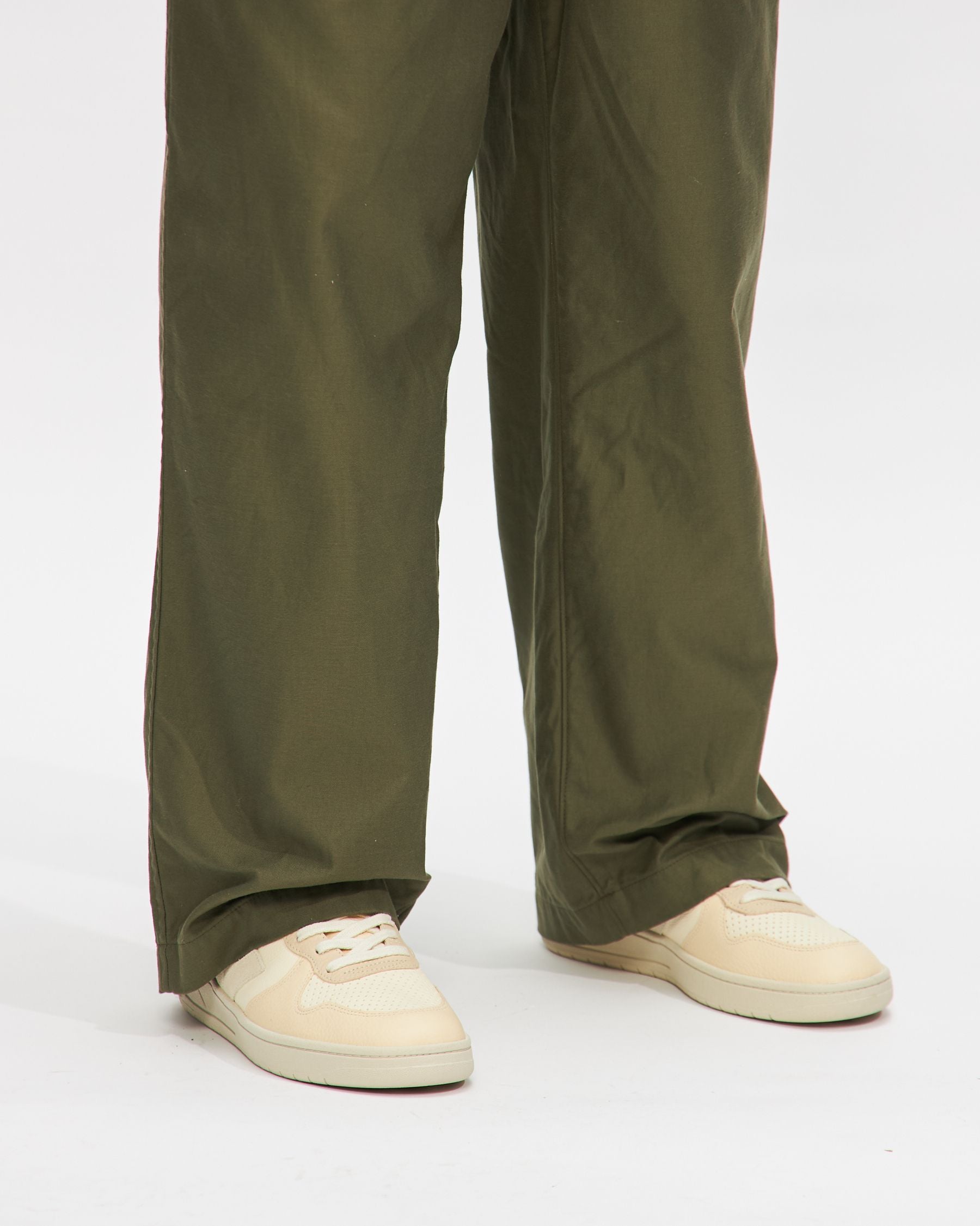 Cotton Satin Pants in Green