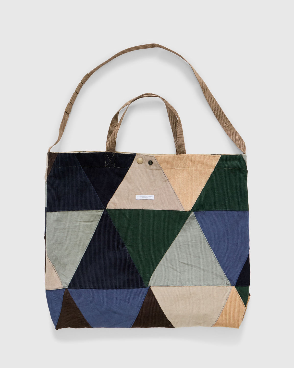 Carry All Tote in Multicolor Triangle Corduroy Patch