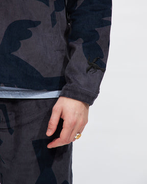 Clipped Wings Shirt Jacket in Greyish Blue