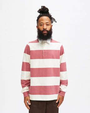 Striped Rugby Polo in Mesa Rose