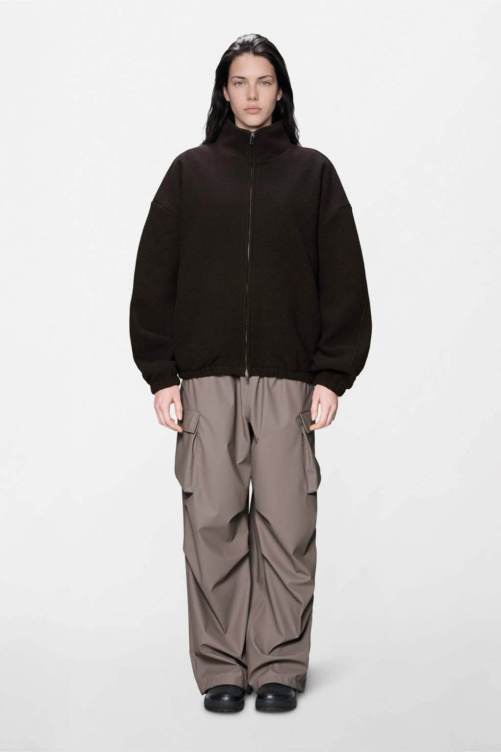 Fleece Zip Jacket in Bark