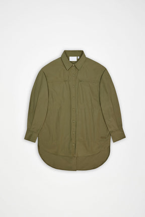 Light Woven Long Sleeve W Shirt in Moss