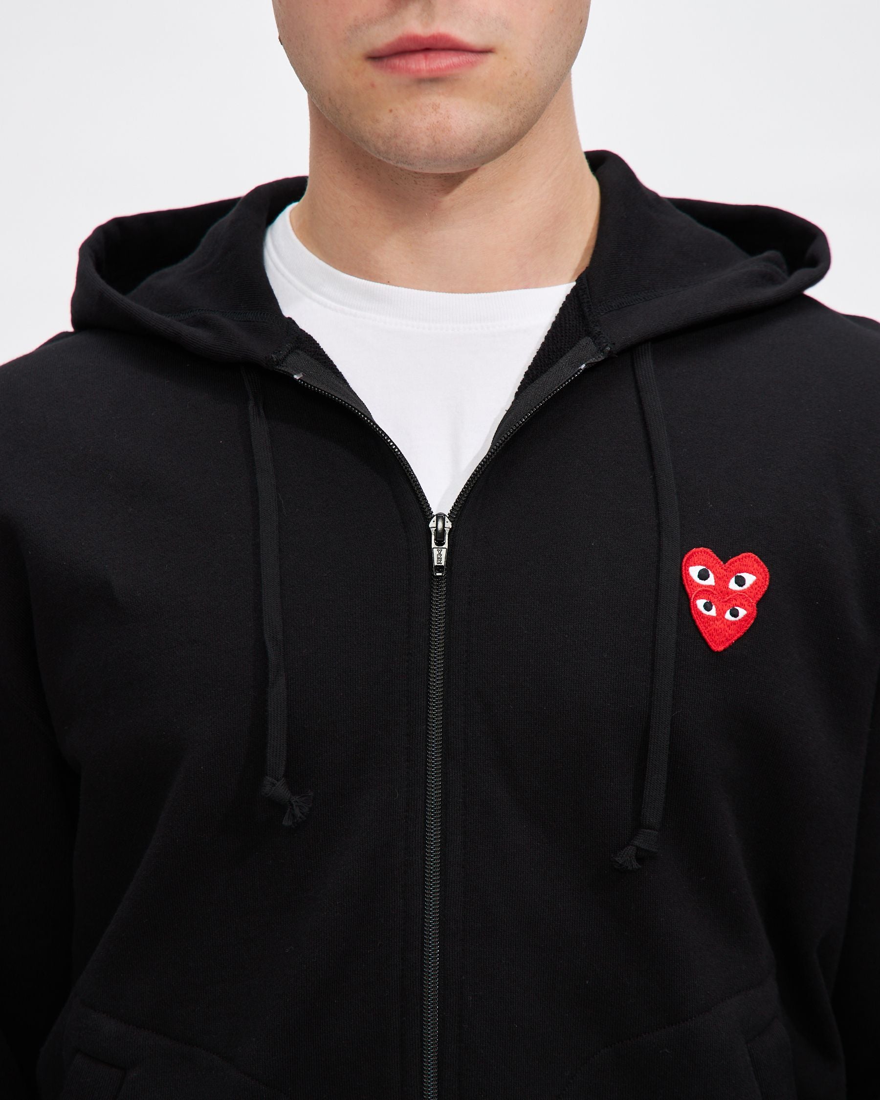 Double Heart Hooded Sweatshirt in Black