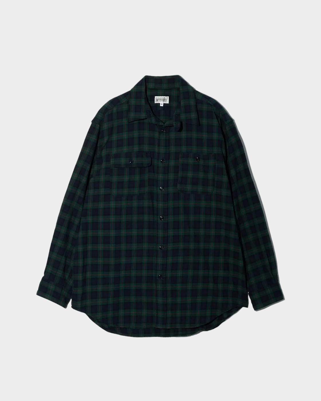Utility Shirt in Hunter Green Cotton Twill Plaid