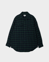 Utility Shirt in Hunter Green Cotton Twill Plaid