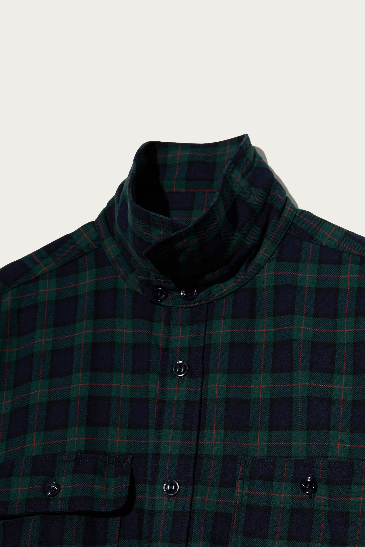 Utility Shirt in Hunter Green Cotton Twill Plaid