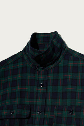 Utility Shirt in Hunter Green Cotton Twill Plaid