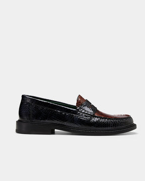 Yardee Two-Tone Moccasin Loafer in Croco