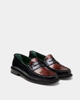 Yardee Two-Tone Moccasin Loafer in Croco
