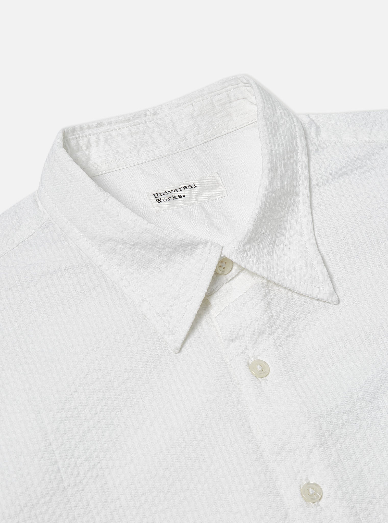 Square Pocket Shirt in White Morgan Seersucker