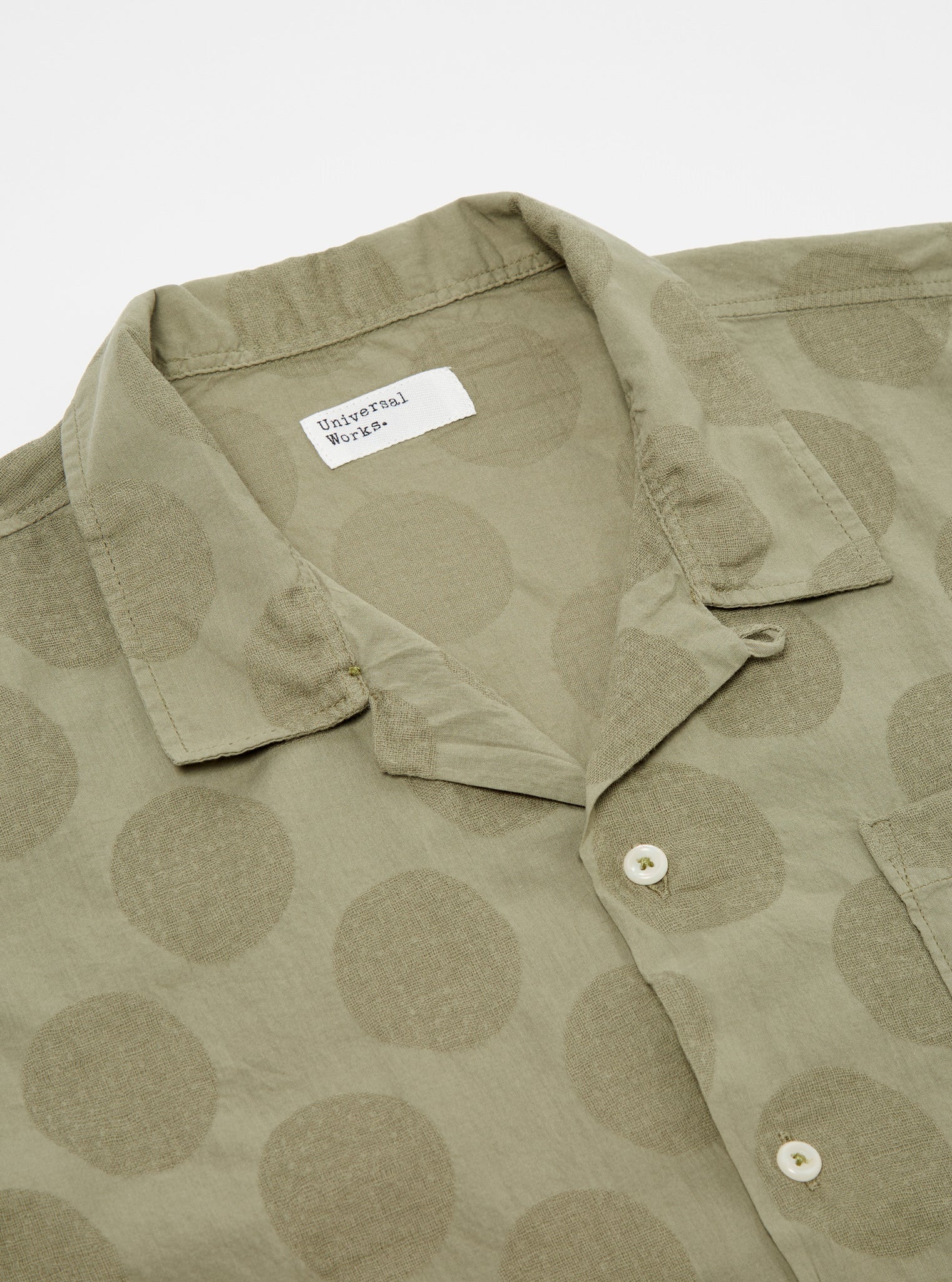 Road Shirt in Light Olive Dot Cotton