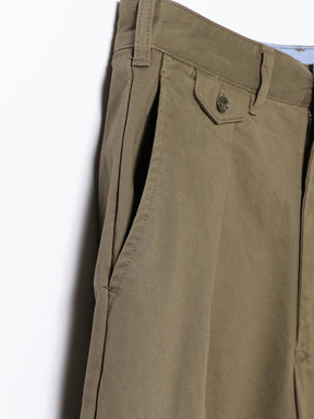 2 Pleat Twill Pant in Olive