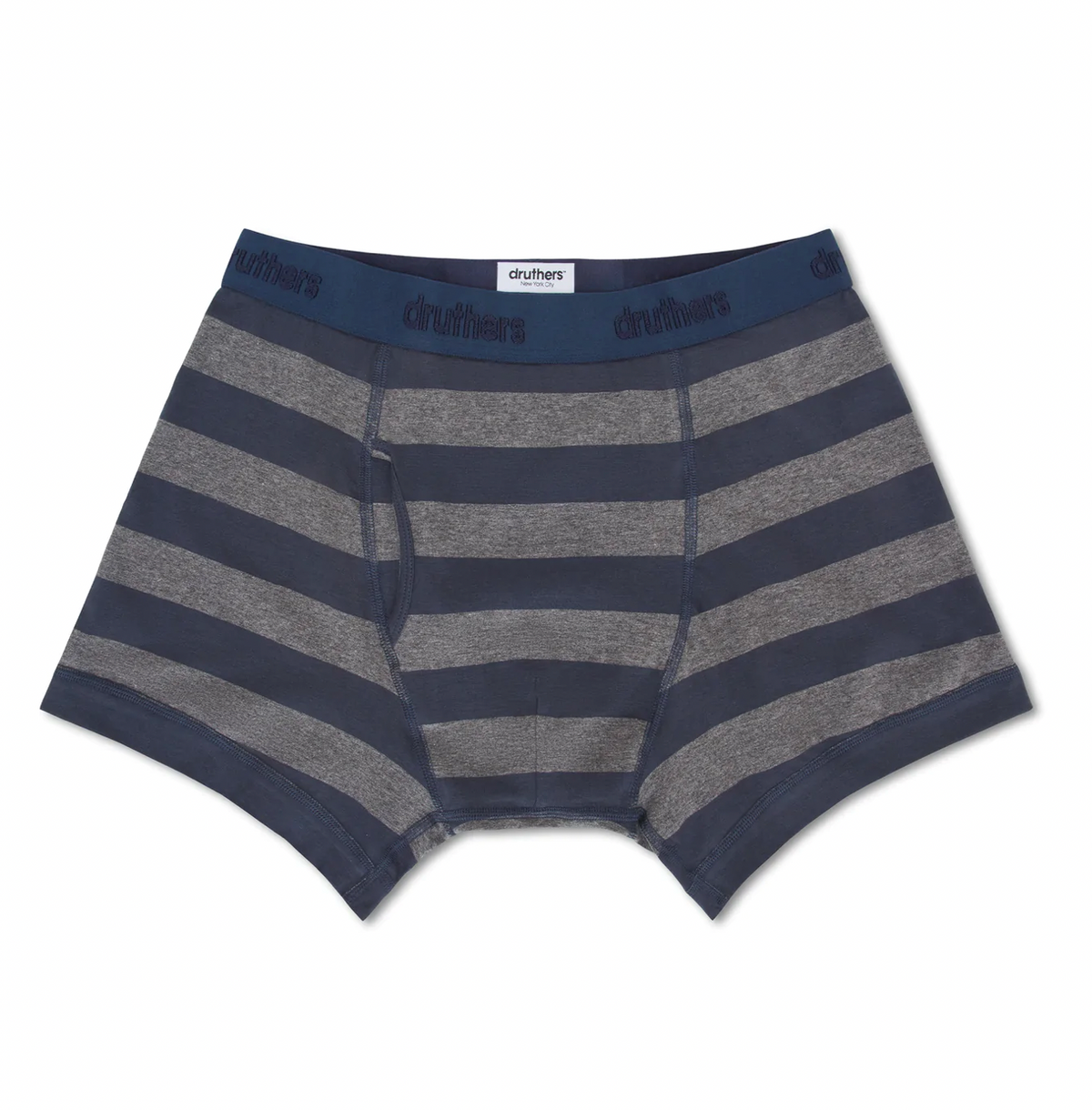 Organic Cotton Boxer Briefs in Charcoal Navy Stripe